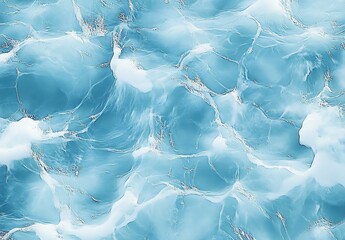 Poster - Dynamic and fresh abstract image showcasing ocean waves in various blue tones with creamy accents : Generative AI