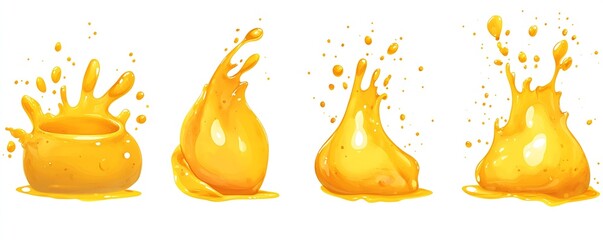 Aufkleber - Colorful splashes of golden liquid creating dynamic shapes in a vibrant display of art : Generative AI