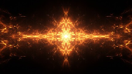 Aufkleber - Stunning fiery abstract fractal design featuring glowing light and dynamic forms : Generative AI