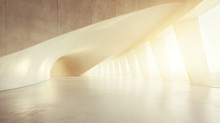 Poster - Modern architectural interior with smooth curves and soft light in empty space