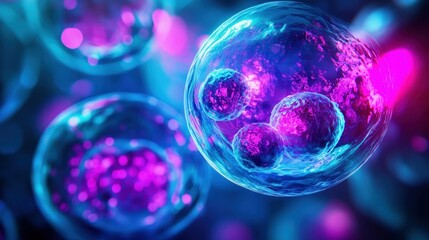 Aufkleber - Vibrant Abstract Microorganisms Under Microscope with Colorful Light Effects