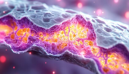Poster - Detailed Close-Up of Colorful Cellular Structure Highlighting Inner Texture and Glow