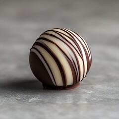 Aufkleber - Artisan crafted chocolate sphere featuring textured pattern of dark and white chocolate : Generative AI
