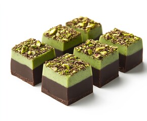 Poster - Decadent and Nutty Pistachio Chocolate Treats Layered with Rich Dark Chocolate for Dessert Lovers : Generative AI
