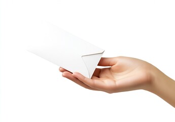 Poster - Hand Holding a Clean White Envelope for Sending Letters and Invitations with Simplicity : Generative AI