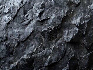 Leinwandbilder - Rugged black stone surface with organic lines and textures offering a unique backdrop for designs : Generative AI