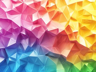 Fototapete - Vibrant geometric background in mesmerizing colors showcasing a blend of pink blue green and yellow hues : Generative AI