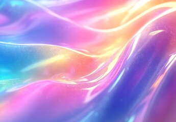 Fototapete - Vibrant abstract background with flowing silky waves in pink purple and blue shades : Generative AI