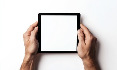 Aufkleber - Hands Holding a Blank Tablet Device Ready for Digital Interaction and Creativity : Generative AI