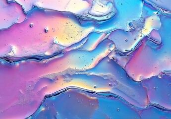 Poster - High resolution image of abstract pastel colored liquid with bubbles creating a unique artistic effect : Generative AI