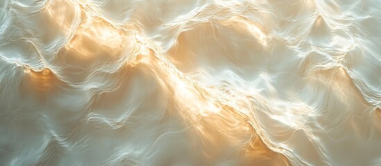 Poster - Golden Textured Waves Flowing Gently Under the Sun Creating an Ethereal Water Scene : Generative AI