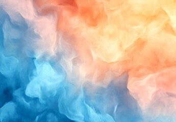 Poster - Flowing abstract art piece featuring warm orange and cool blue hues creating a dynamic vibrant composition : Generative AI