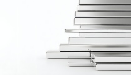 Poster - Stacked Chrome Bars Reflecting Light