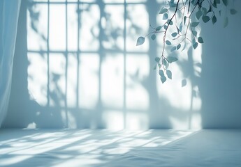 Aufkleber - Calming shadows and soft leaves casting tranquil light in a serene indoor setting : Generative AI