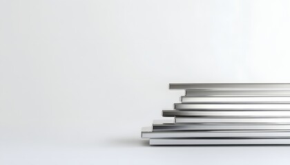 Poster - Stacked metallic rectangular shapes on white background