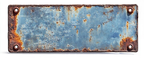Aufkleber - Rusty and weathered metal plate with blue patina and corrosion for industrial or vintage themes : Generative AI