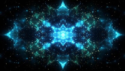 Poster - Captivating digital artwork depicting a cosmic scene filled with shining stars and glowing patterns : Generative AI