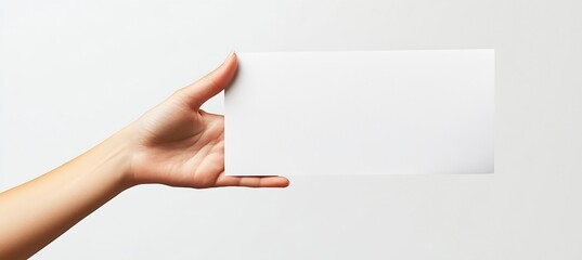 Poster - A hand presenting a blank white panel against a clean and minimal background for promotional use : Generative AI