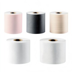 Poster - Collection of Colored Rolls of Paper Towels on White Surface for Home Use : Generative AI