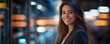 © Generative AI - Young professional woman smiling confidently while posed in bright modern workspace with friendly vibe : Generative AI