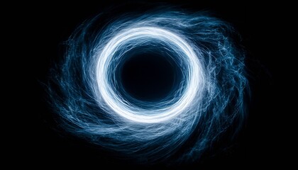 Aufkleber - Fascinating glowing ring effect created with swirling blue light on a dark background giving a sense of motion : Generative AI