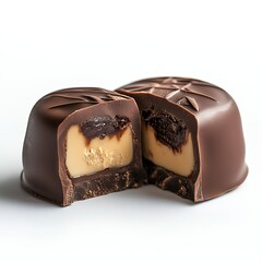 Poster - Decadent Chocolate Treat with Smooth Filling Revealed in a CloseUp Shot : Generative AI