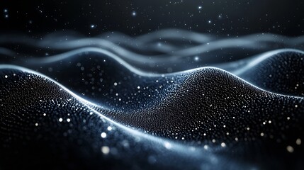 Aufkleber - Stunning abstract waves of shimmering particles in a dark atmosphere creating a breathtaking visual effect : Generative AI