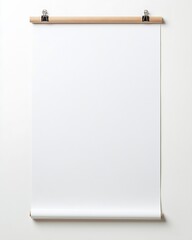 Leinwandbilder - Blank wall poster mockup with wooden clip for creative presentations and artwork display : Generative AI