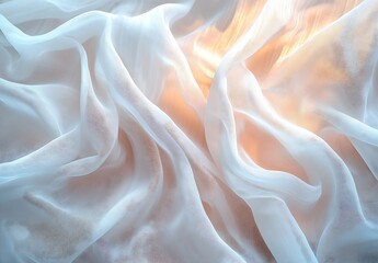 Poster - Artful arrangement of silky fabric capturing warm light and subtle textures in an elegant manner : Generative AI