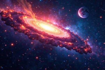 Wall Mural - Cosmic explosion of stars and galaxies in a futuristic style, glow, futuristic, cosmic