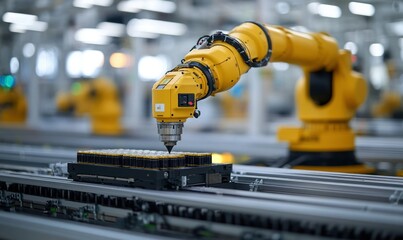 Poster - Industrial Robot Arm Operating in Modern Manufacturing Facility for Precision Assembly Tasks