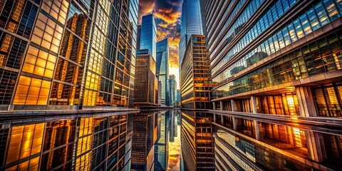 Poster - Dynamic Cityscape: Skyscraper Lines on Textured Surface