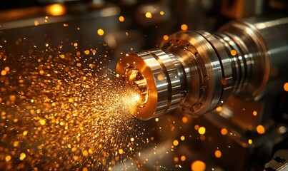 Poster - Close-Up of Sparkling Metalworking Process in Industrial Machinery with Bright Sparks