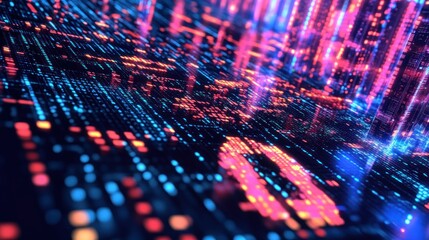 Poster - Abstract Digital Data Stream with Colorful Lines and Points for Technology Backgrounds