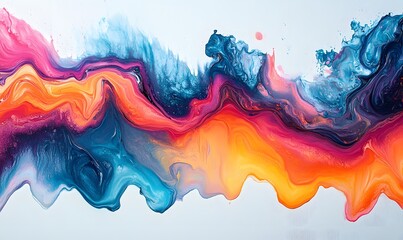 Poster - Abstract Acrylic Painting with Vibrant Colors and Swirling Textures