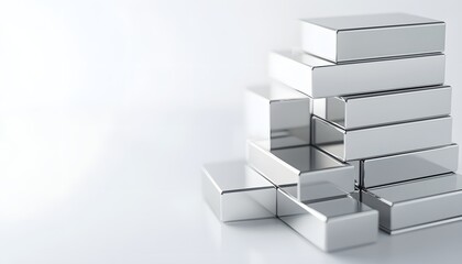 Poster - Silver blocks stacked in an abstract arrangement