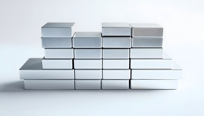 Poster - Stacked metallic blocks form an abstract shape