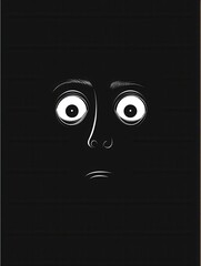 Aufkleber - Dark face with wide fearful eyes evokes a sense of unease through monochrome contrast and minimalist design techniques