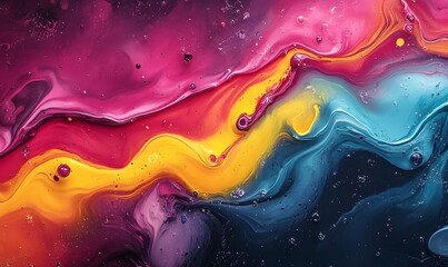 Poster - Abstract Fluid Art Painting with Vibrant Colors and Dynamic Swirls