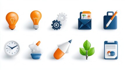 Poster - This visually striking set of digital marketing focused icons incorporates a diverse range of design elements