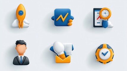 Poster - A set of digital marketing related linear icons featuring modern professional business concepts technology solutions and data driven strategies for growth optimization and success