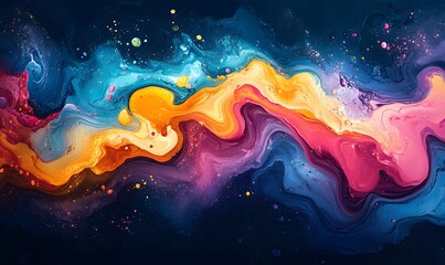 Poster - Abstract Fluid Art: Mesmerizing Swirls of Vibrant Colors and Cosmic Dust