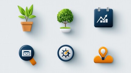 Poster - Comprehensive Modern Marketing Strategy Outline Icons Set for Business Analysis Planning and Growth  This collection of minimalist icons covers various aspects of marketing data analytics finance