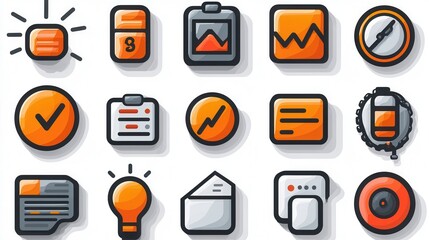 Poster - Modern outline icons for statistics financial analysis and data visualization concepts  Includes icons for graphs charts dashboards analytics metrics