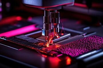 Poster - Precision Laser Technology in Action with Vibrant Colors and Detailed Textile Patterns