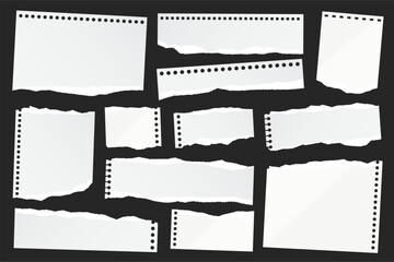 Wall Mural - ripped paper strips. realistic crumpled paper scraps with torn edges. shreds of notebook, book or ol