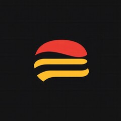 Aufkleber - Minimalist flat burger icon logo featuring bold colors in playful design suitable for fast food branding or restaurant signage