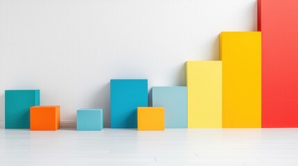 Poster - A captivating display of impact resistant construction elements showcasing a vibrant and minimalist arrangement of colored cubes and blocks