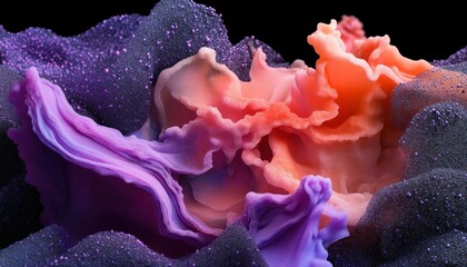 Poster - Vibrant Abstract Design with Fluid Shapes and Colorful Textures on Dark Background