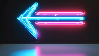 Poster - Neon arrow sign glowing brightly in the dark